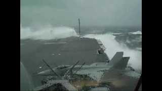 USS Kitty Hawk CV63 slammed by giant wave during typhoon [upl. by Adanama460]