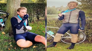 Jeff Brazier shocks fans with huge bulge in his cycling shorts as he poses during a bike ride [upl. by Natalina]