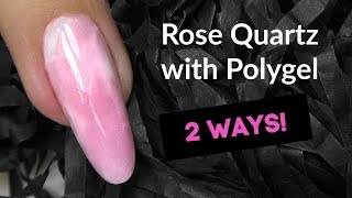 Marble  Rose Quartz Nail Design with Polygel on Dual forms  Sculptured Nail Tutorial [upl. by Coridon]