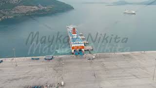 Igoumenitsa Greece Large ferry Minoan LINES Kydon Palace moored for unloading at the port of Ig [upl. by Grati557]