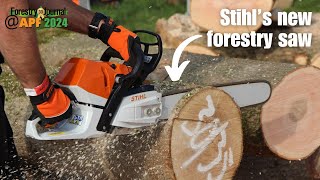 Watch Stihls new MS 400 C forestry chainsaw in action [upl. by Etra]