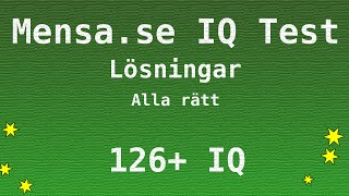 Mensase IQ Test  126 IQ  Lösningar  Alla rätt [upl. by Shelman]