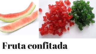 ¿Cómo hacer fruta confitada con cascara de patilla o sandia de colores [upl. by Ahsimat]