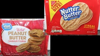 Nabisco Nutter Butter Peanut Butter Cookie vs Great Value Walmart Peanut Butter Cookie [upl. by Einehpets915]