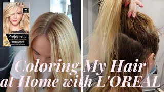 BACK TO BLONDE with LOREAL PREFERENCE 91 How to Color Roots at Home [upl. by Brant]