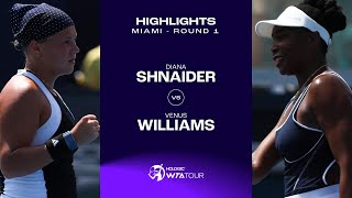 Diana Shnaider vs Venus Williams  2024 Miami Round 1  WTA Match Highlights [upl. by Zaslow]