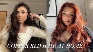 Hair Transformation From Brunette to Red At Home Red Copper Hair  Chloe Zadori [upl. by Aerahs23]