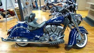 2014 Indian Chief Classic Springfield Blue Walkaround  2013 NY Moto Show [upl. by Aerbas]