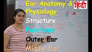 Ear anatomy amp physiology in Hindi  Part 1  Structure  Functions  Outer ear  Middle ear [upl. by Atokad]