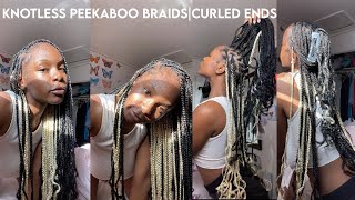 How to Knotless Box Braids with Curly EndsBeginner Friendly Peekaboo Braids Roberlina S [upl. by Gardal]