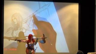 Frank Cho drawing Ivy Doomkitty as Red Sonja [upl. by Asoj]