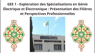 GEE 1  Exploration des Spécialisations  Présentation des Filières et Perspectives Professionnelles [upl. by Wendolyn]