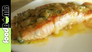 70 Zalm bakken met Mosterd Dille Saus  Foodbomb [upl. by Ainegue]