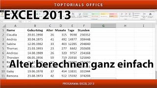 Alter Berechnen in Excel Jahre MonateTage Stunden Minuten [upl. by Gerhardine]