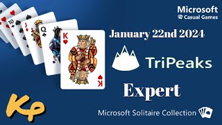 Microsoft Solitaire Collection  Daily Challenge  TriPeaks Expert  January 22nd 2024  20240122 [upl. by Ybrad970]