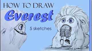 HOW TO DRAW EVEREST Abominable  5 sketches SPEED DRAWING [upl. by Lleoj]