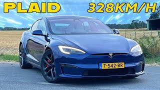 328KMH Tesla PLAID TRACK PACKAGE  TOP SPEED REVIEW on AUTOBAHN [upl. by Aimekahs986]