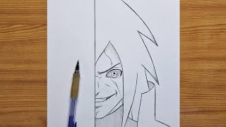 How to draw Madara Uchiha  Madara half face step by step  easy tutorial [upl. by Davison]