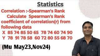 Correlation Spearmans Rank Example04 Calculate Spearmans Rank coefficient of correlationr [upl. by Ormiston404]