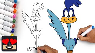 How To Draw Road Runner  Looney Tunes [upl. by Urita]