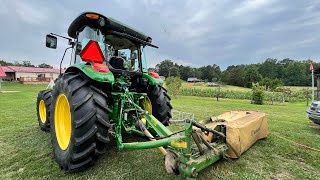 Brand New John Deere 5M Cutting Hay [upl. by Cohbath]