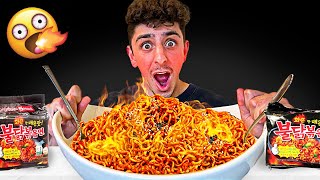 Eating the Worlds SPICIEST Noodles  Korean Noodle Challenge [upl. by Nored]