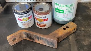 Does Ospho work Using Ospho and Rustoleum to stop rust on an old hitch [upl. by Aivartal]