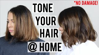 HOW TO TONE YOUR HAIR AT HOME WITHOUT DAMAGE  REMOVE BRASSY TONES amp REFRESH YOUR COLOR [upl. by Nilat]