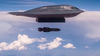 B2 Spirit Stealth Bomber Drops GBU57AB Massive Ordnance Penetrator MOP [upl. by Grew]