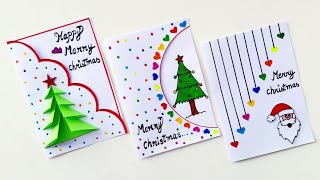 3 Easy amp Beautiful white paper christmas Card makingDIY Merry Christmas greeting cardHandmade card [upl. by Latnahs389]