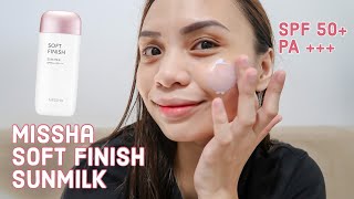 REVIEW MISSHA SOFT FINISH SUN MILK [upl. by Gnurt]