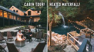 Epic Cabin w Natural Waterfall Swimming Hole that sleeps 18  Touring The Cliffs at Hocking Hills [upl. by Adnamra]