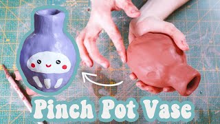 HOW TO MAKE A VASE  Air Dry Clay Pinch Pot Vase Pottery For Beginners [upl. by Asserac225]