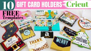 10 DIY Gift Card Holders  Money Holders with Cricut Cardstock amp FREE TEMPLATES [upl. by Lrem]