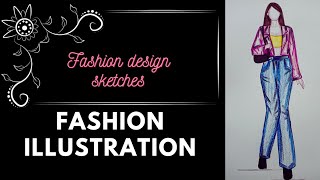 how to draw a simple dress sketch for beginnersfashion illustration  step by step tutorial ❤️ [upl. by Terrel]