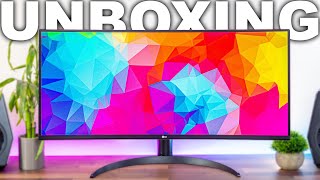 LG 34WP65CB 34quot Ultrawide Monitor Unboxing [upl. by Milla85]