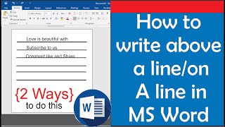 How to type on a line in Word  how to write above a line in MS Word [upl. by Rie106]