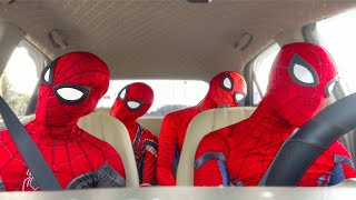 Spiderman and friends dancing in Car [upl. by Bruyn]