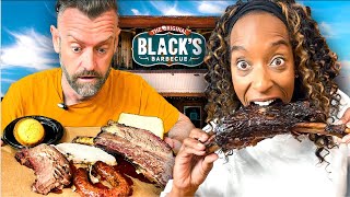 Brits Try Blacks BBQ For The First Time In Texas [upl. by Zehcnas536]