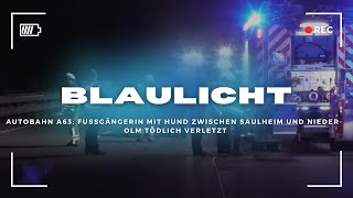 Autobahn A63 Fußgängerin mit Hund zwischen Saulheim und NiederOlm tödlich verletzt [upl. by Airehtfele]