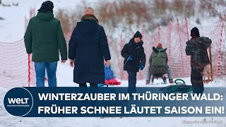 WINTERZAUBER IM THÜRINGER WALD Früher Schnee lockt zu Rodelspaß und Winterfreuden [upl. by Lomax164]