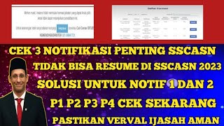 CEK 3 NOTIF SSCASN TIDAK BISA RESUME SSCASN 2023  SOLUSI NOTIF 1 DAN 2  P1 P2 P3 P4 CEK SEKARANG [upl. by Rowen773]