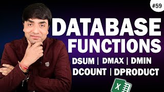 Database Functions DSUM  DAVERAGE  DCOUNT  DMAX  DMIN  DPRODUCT [upl. by Holden757]