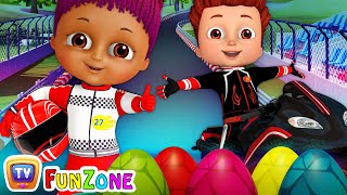 Learn Colors and Shapes with Race Bikes and Surprise Eggs Bike Toys SINGLE  ChuChu TV Funzone [upl. by Yenatirb]