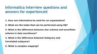 informatica interview questions and answers for experienced  Part4 [upl. by Eugen]