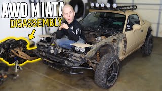 The AWD SWAP BEGINS Disassembling the Rally Miata [upl. by Ahsienar636]