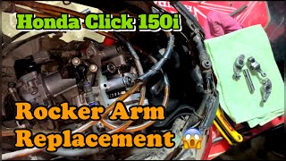 Honda Click 150i  Rocker Arm Replacement  DIY [upl. by Yemaj]