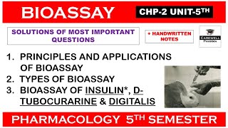 Solution  Bioassay  Insulin dtubocurarine Digitalis  Types  Unit 5  Pharmacology 5 sem [upl. by Neal78]