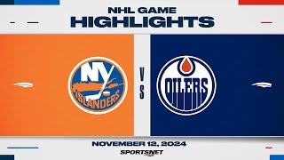 NHL Highlights  Islanders vs Oilers  November 12 2024 [upl. by Anitroc671]