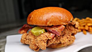 CRISPY Fried Chicken Sandwich Recipe  Better Than ChickFila amp Popeyes [upl. by Ydnys292]